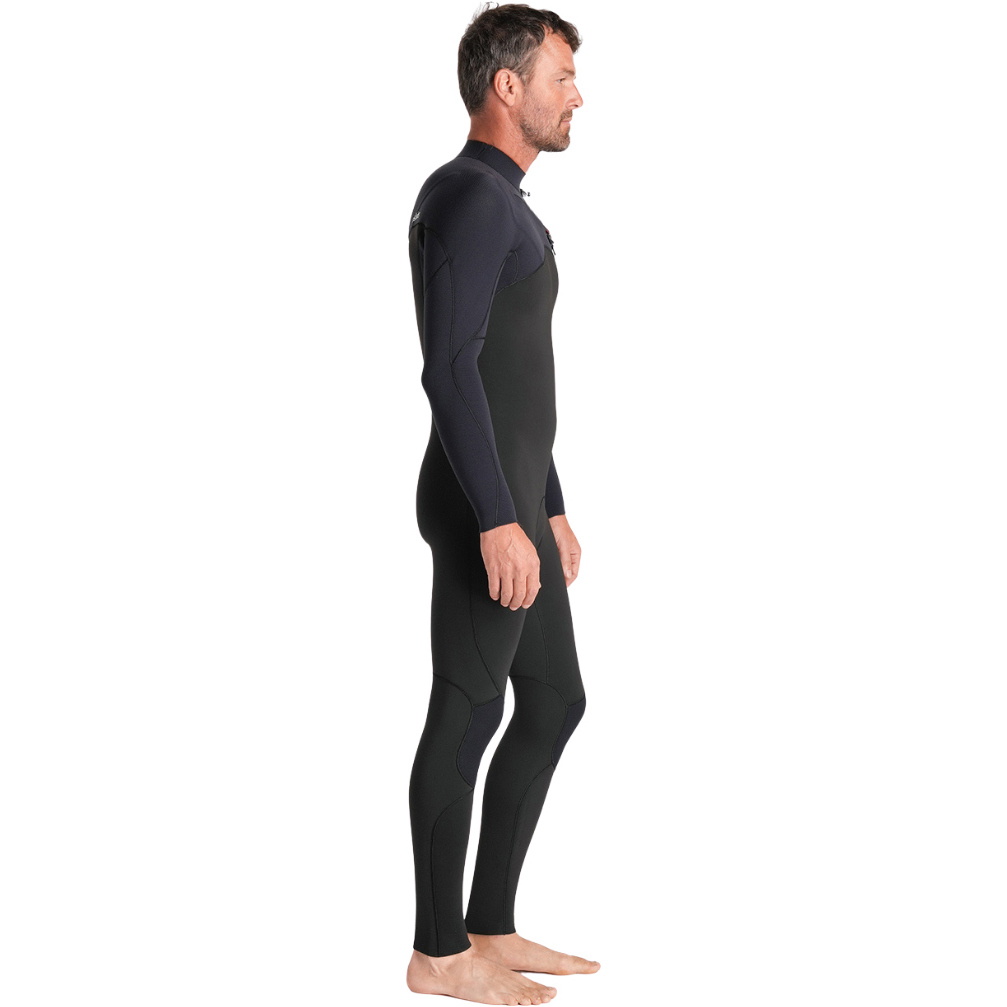 2026 C-Skins Da Uomo Nuwave Session 4/3mm Chest Zip Muta C-NSE43MCZ - Black / Black X / Silver